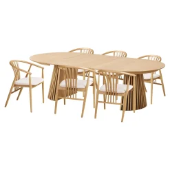 House Nordic Eetkamerset Osaka en Agustin met 6 stoelen Naturel
