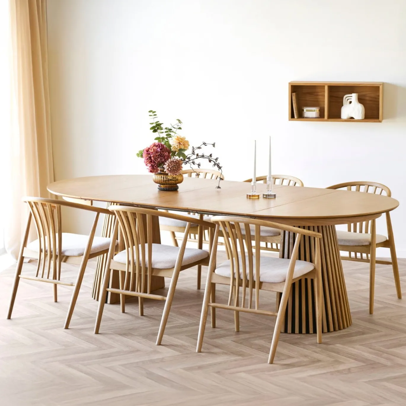 House Nordic Eetkamerset Osaka en Agustin met 6 stoelen Naturel