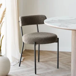 House Nordic Eetkamerstoel Badalona Bouclé Bruin