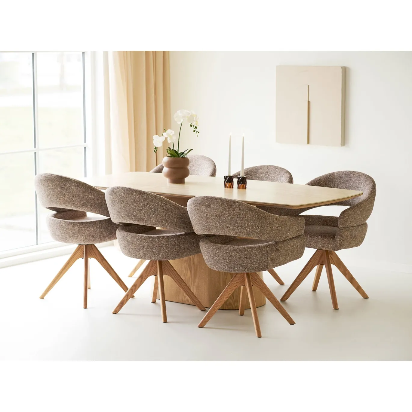 House Nordic Eetkamerstoel Dover Draaibaar Bruin/Naturel