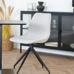 House Nordic Eetkamerstoel Monaco Swivel Bouclé Zand