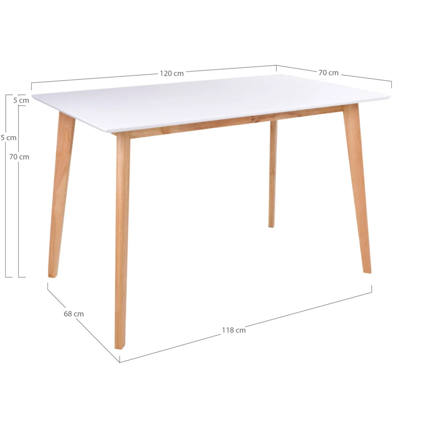 House Nordic Eetkamertafel Vojens Wit/Naturel 120cm