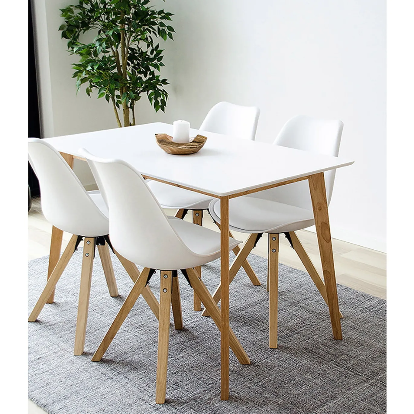 House Nordic Eetkamertafel Vojens Wit/Naturel 120cm