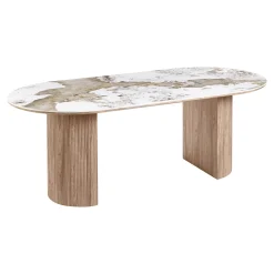 House Nordic Eettafel Athens Keramisch Wit/Bruin 210cm