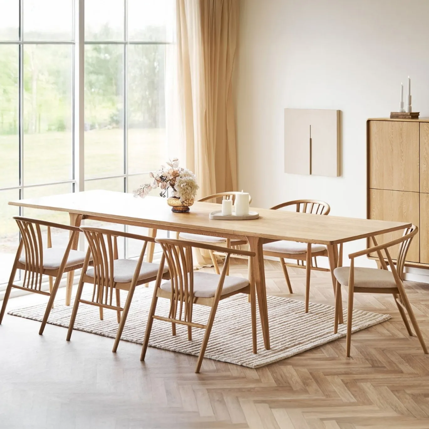House Nordic Eettafel Darwin Eikenfineer Verlengbaar Naturel 240-290-340cm
