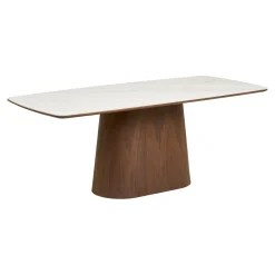 House Nordic Eettafel Noli Travertin/Essenfineer Wit/Donkerbruin 200cm