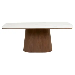 House Nordic Eettafel Noli Travertin/Essenfineer Wit/Donkerbruin 200cm