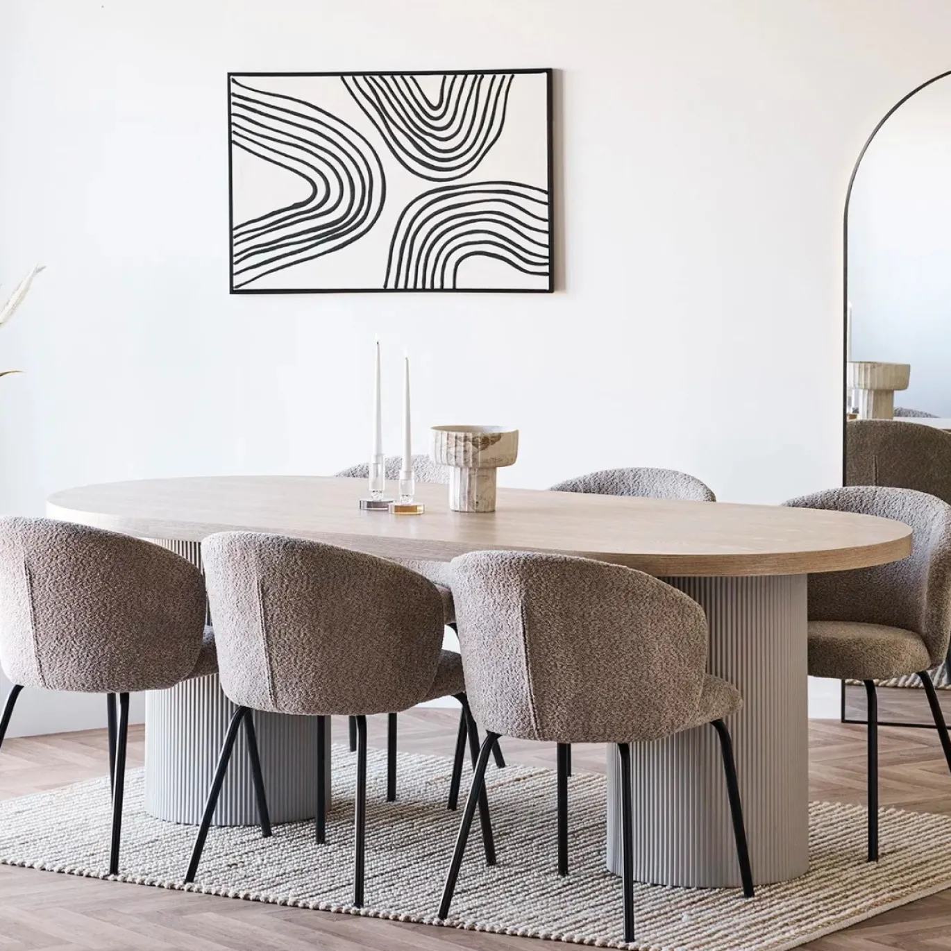 House Nordic Eettafel Solva MDF Zand/Naturel 220cm