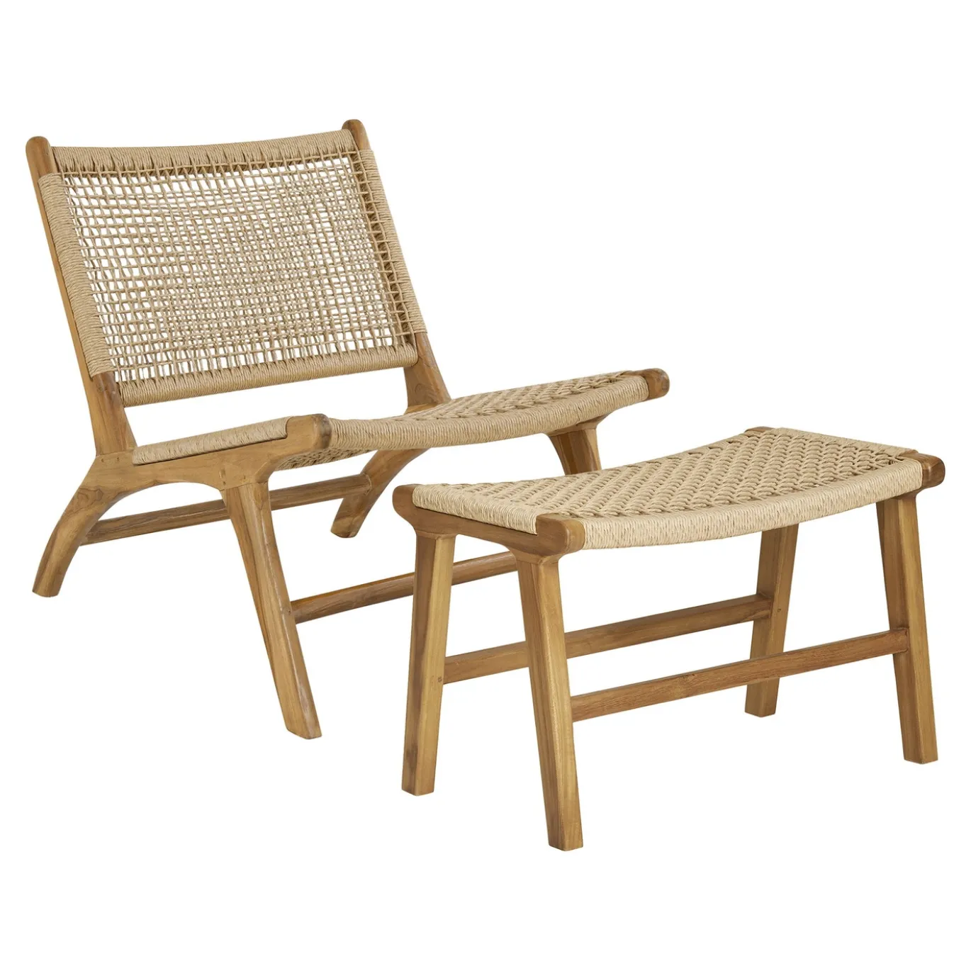 House Nordic Fauteuil Derby met Voetenbankje Teak Naturel