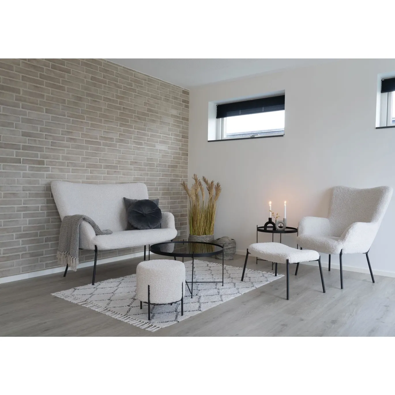 House Nordic Fauteuil Glasgow met Voetenbankje Wit