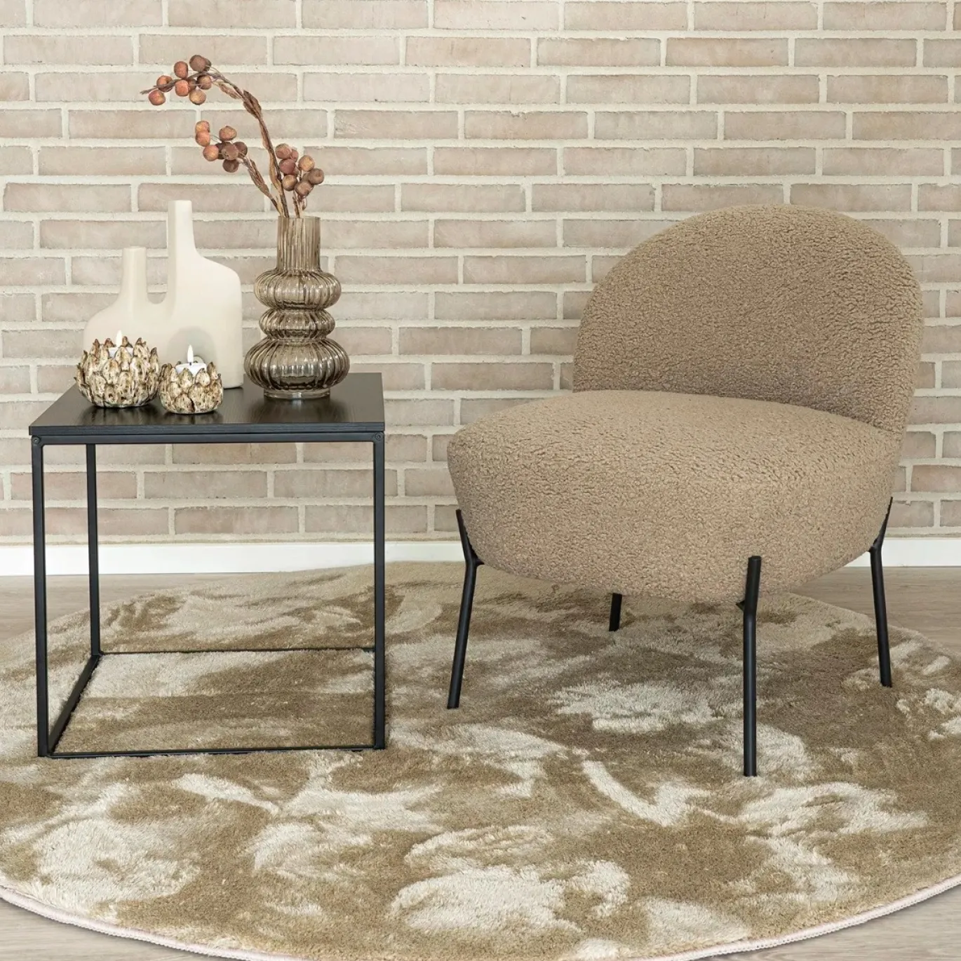 House Nordic Fauteuil Merida Grijs/Bruin