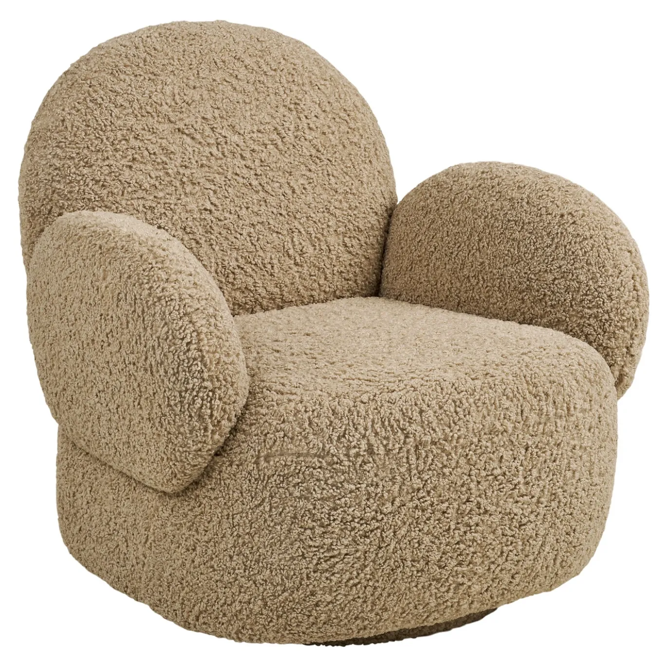 House Nordic Fauteuil Messina Draaibaar Bouclé Lichtbruin