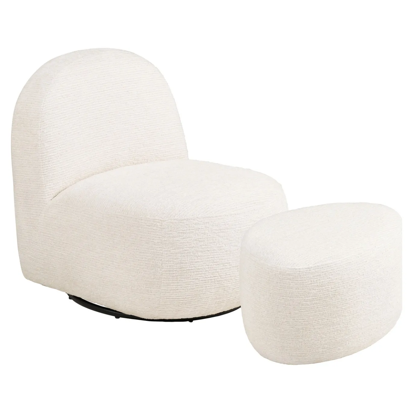 House Nordic Fauteuil Milo met Poef set Wit