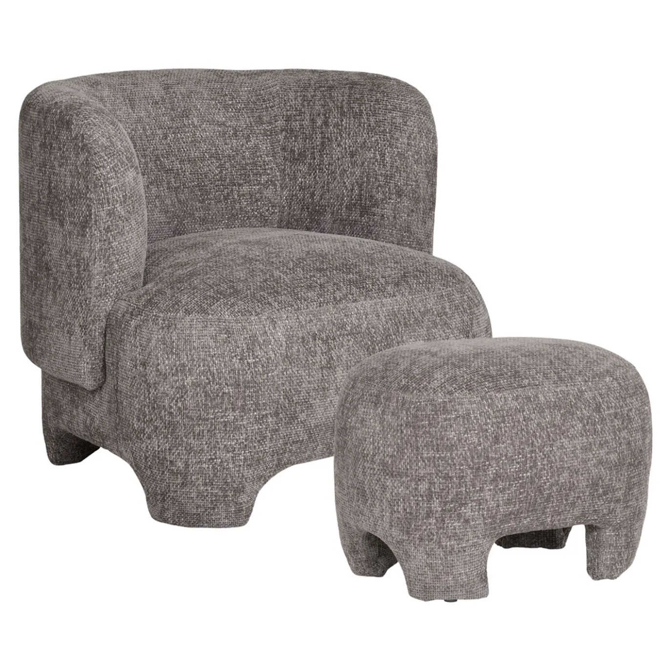 House Nordic Fauteuil Nazare met Poef Grijs