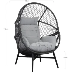 House Nordic Fauteuil Rosario Rotan Zwart