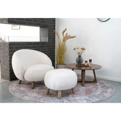 House Nordic Fauteuil Savona met Poef set Wit