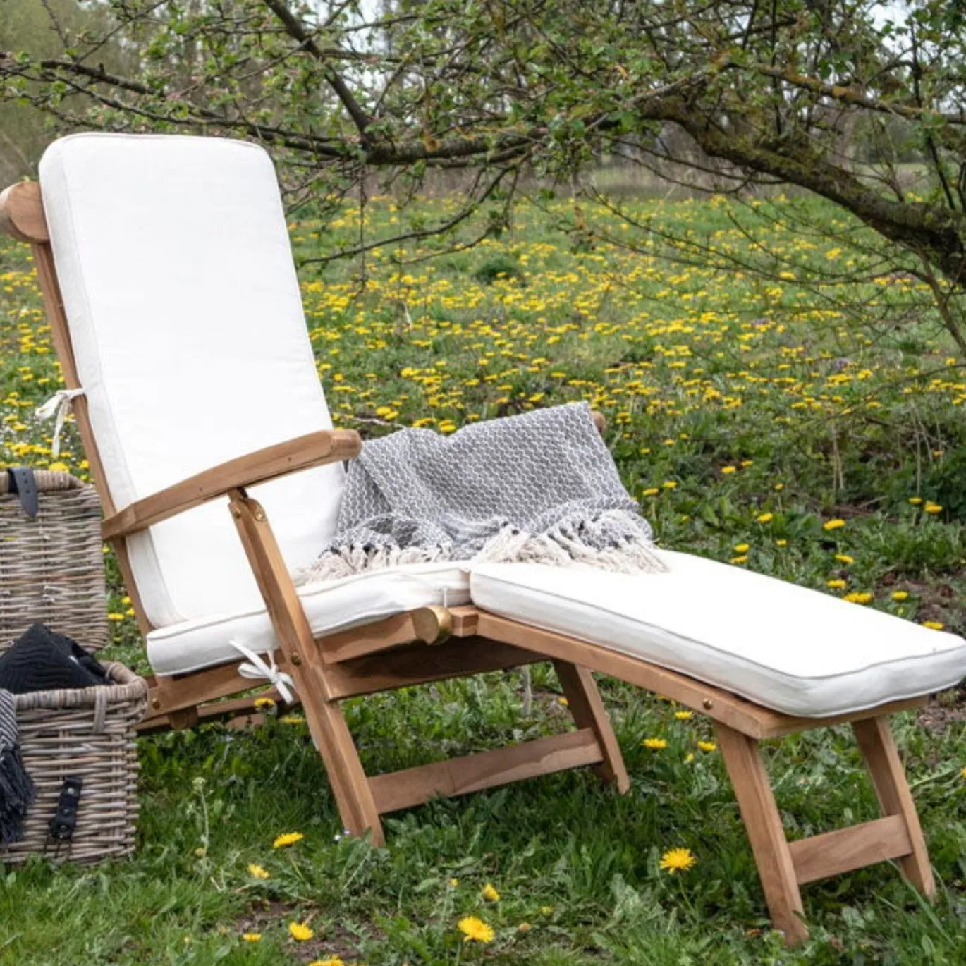 House Nordic Ligstoel Arrecife Met Kussen Naturel/Wit
