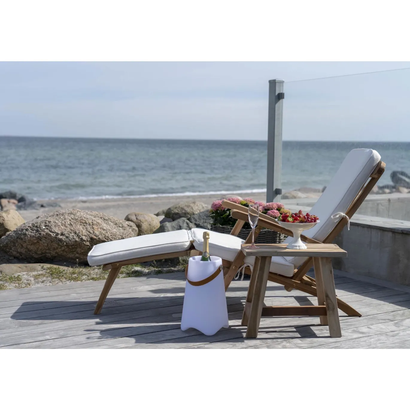House Nordic Ligstoel Arrecife Met Kussen Naturel/Wit