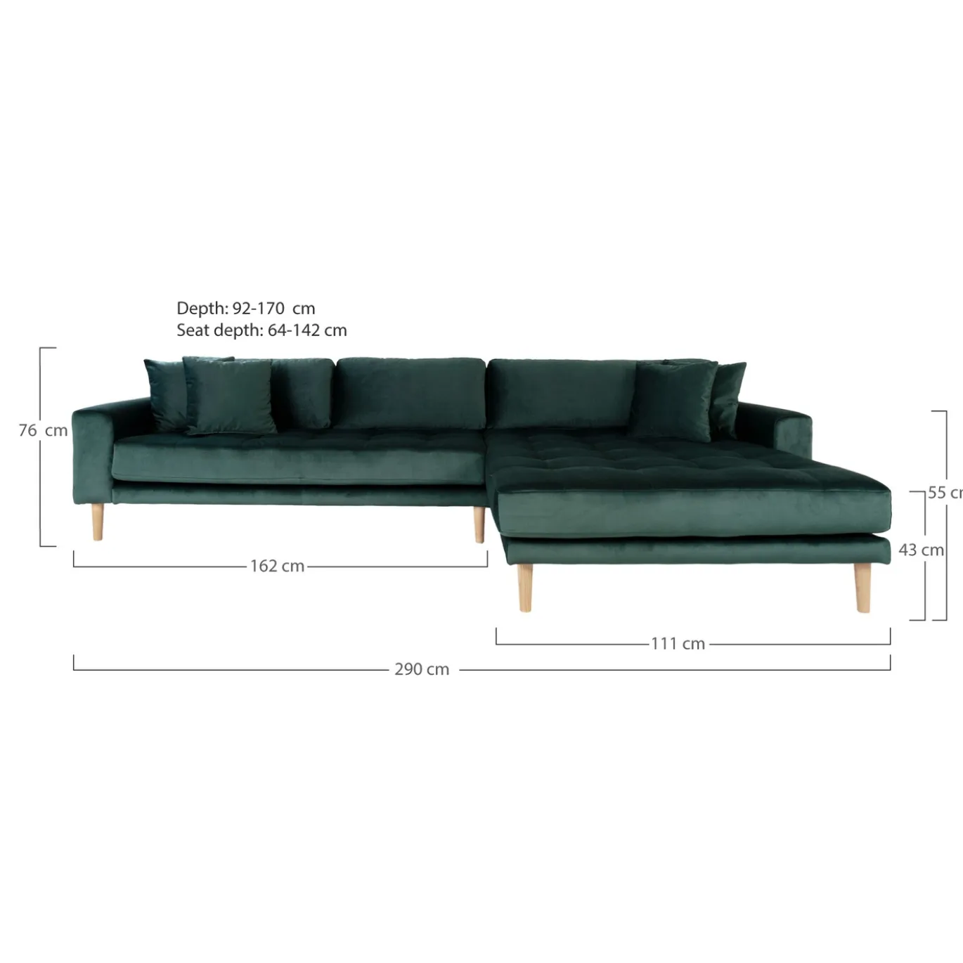 House Nordic Lounge Bank Lido Rechts Donkergroen