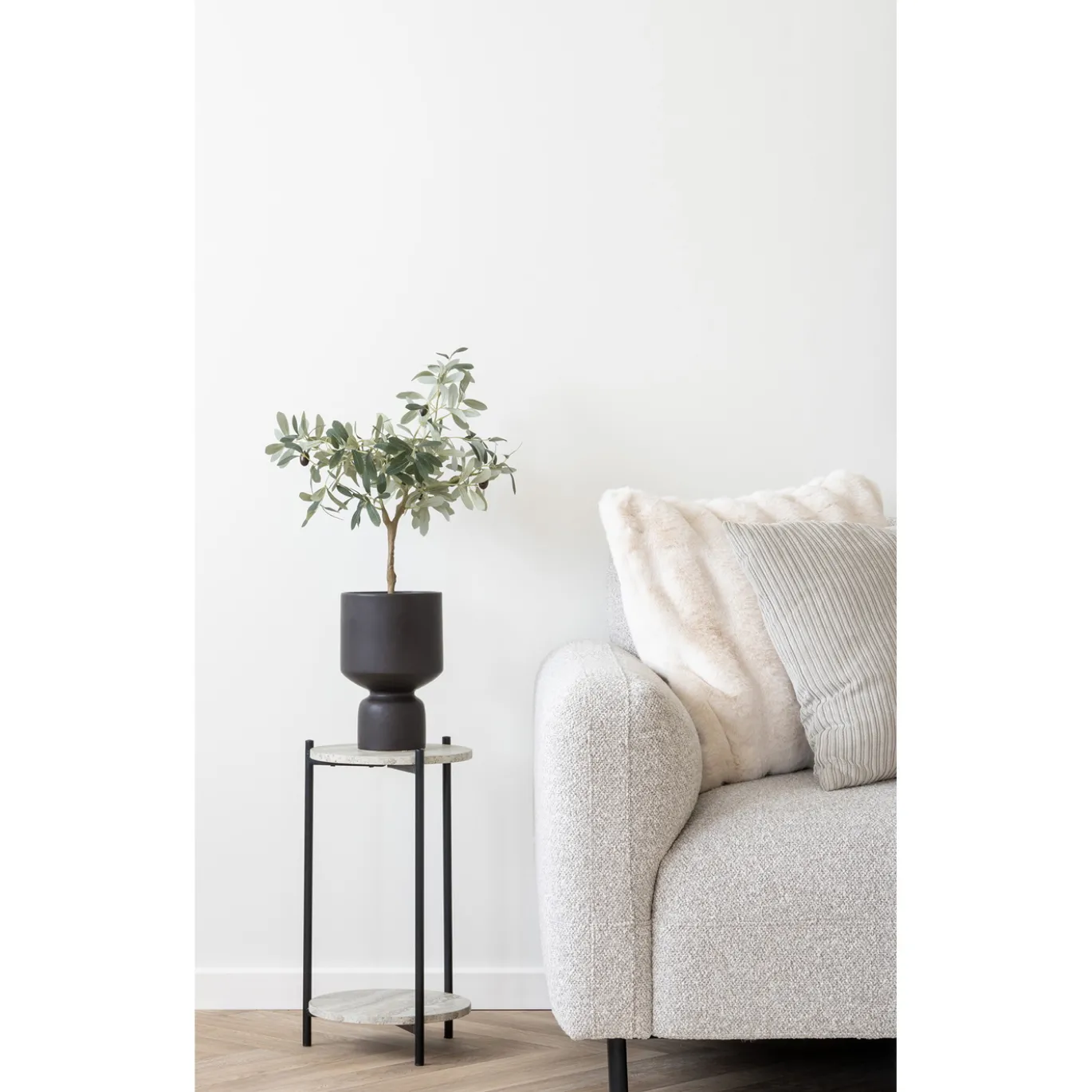 House Nordic Loungebank Salvador Links Bouclé Lichtgrijs