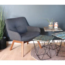 House Nordic Lounge Stoel London Donkergrijs/Walnoot