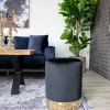 House Nordic Poef Gamby Velvet Zwart Ø34x43cm