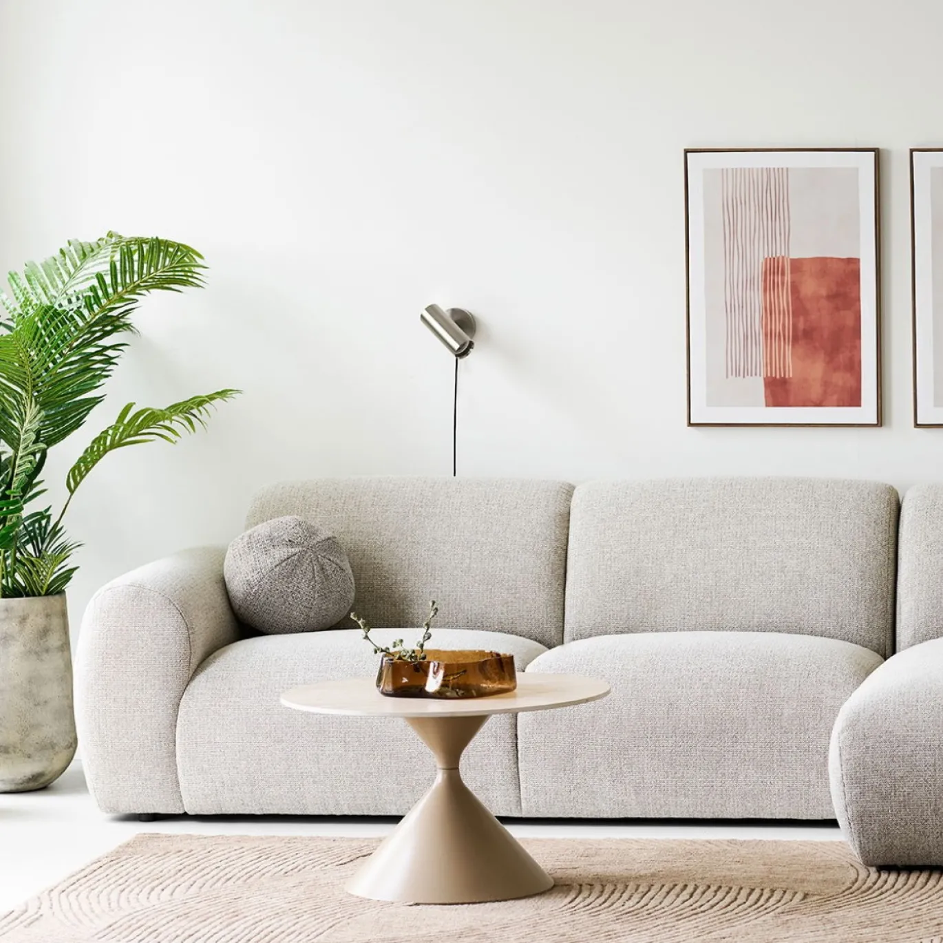 House Nordic Salontafel Annecy Keramisch/Travertin Zand ø70cm