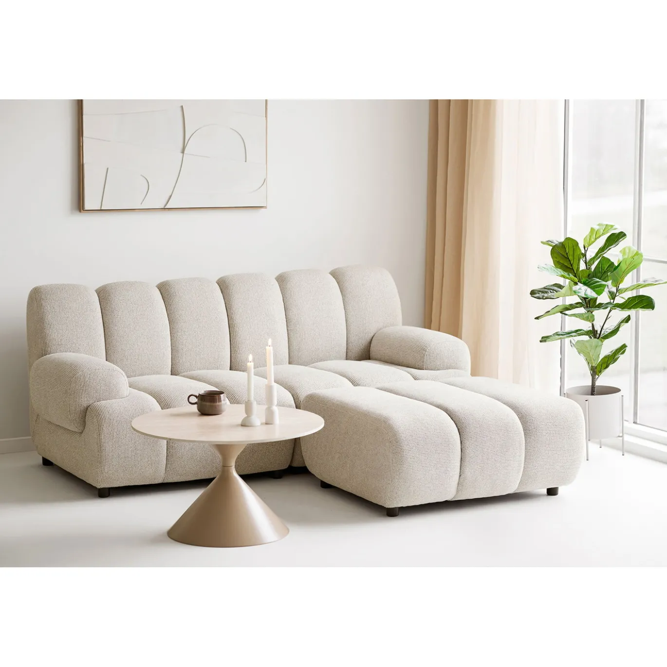 House Nordic Salontafel Annecy Keramisch/Travertin Zand ø70cm
