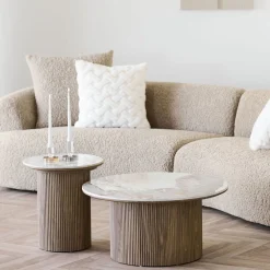 House Nordic Salontafel Athens Keramisch Wit/Bruin ø80cm
