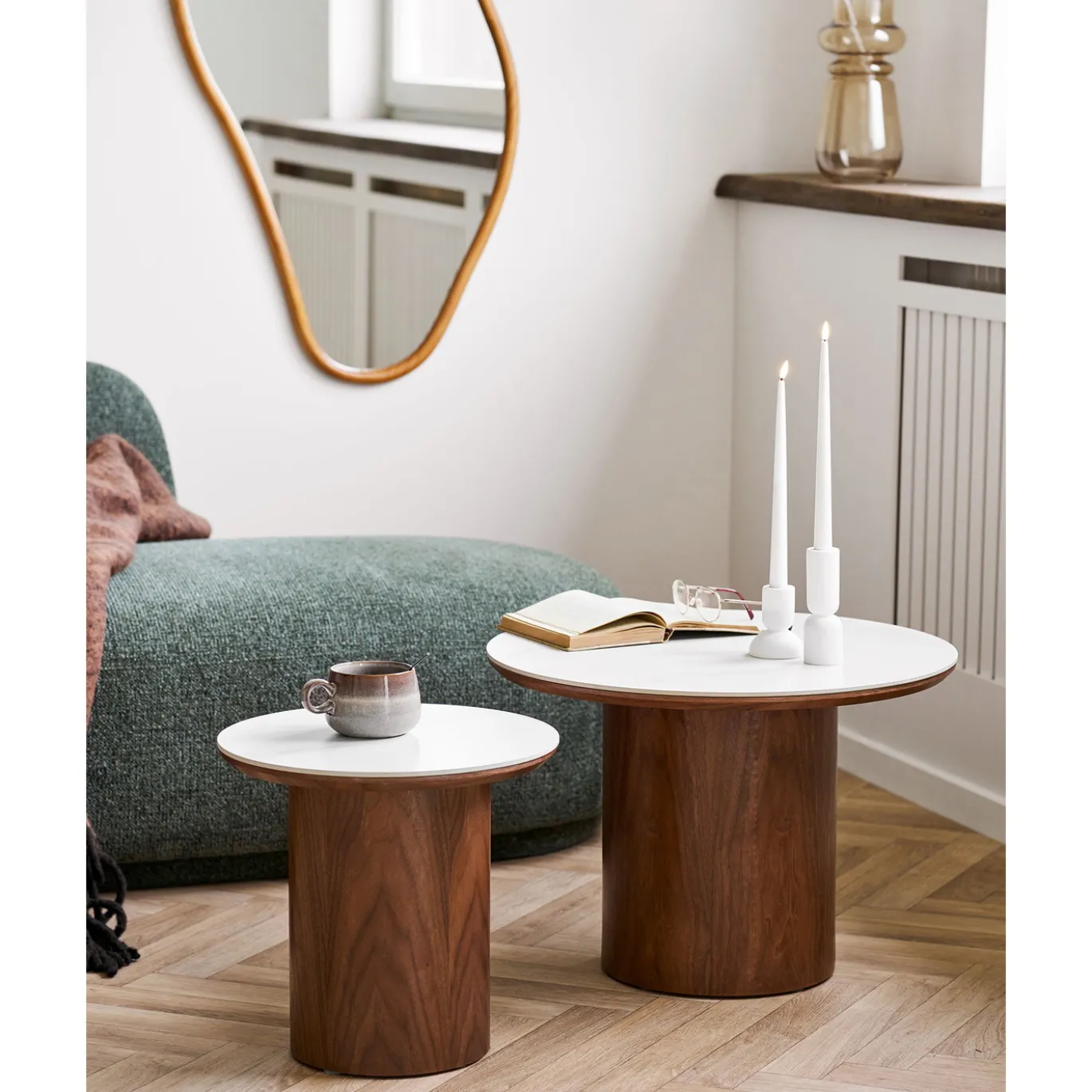 House Nordic Salontafel Noli Keramisch Wit/Bruin ø60cm
