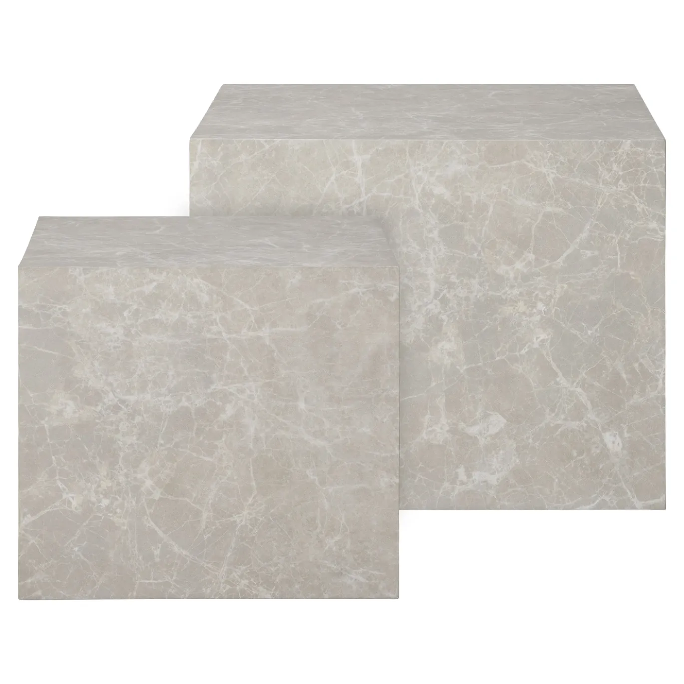 House Nordic Salontafel Prague Marmerlook Beige Set Van 2