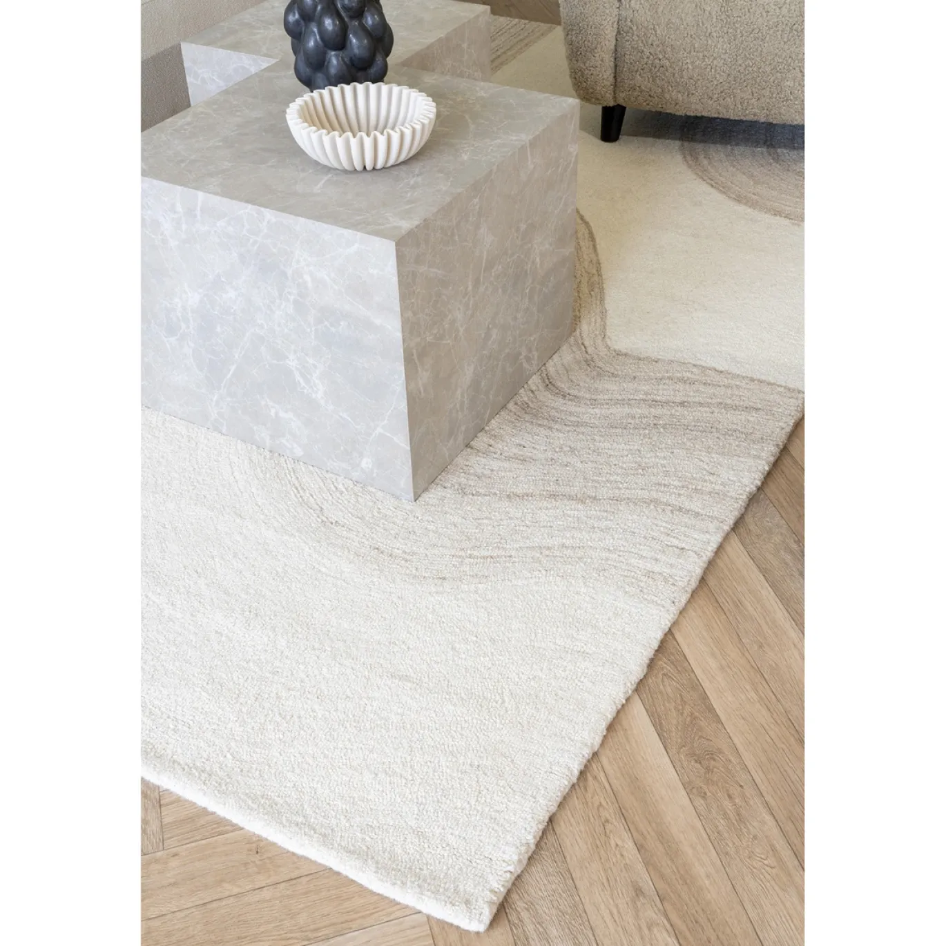 House Nordic Salontafel Prague Marmerlook Beige Set Van 2