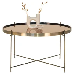 House Nordic Salontafel Venezia Messing Glas/Staal Ø70cm