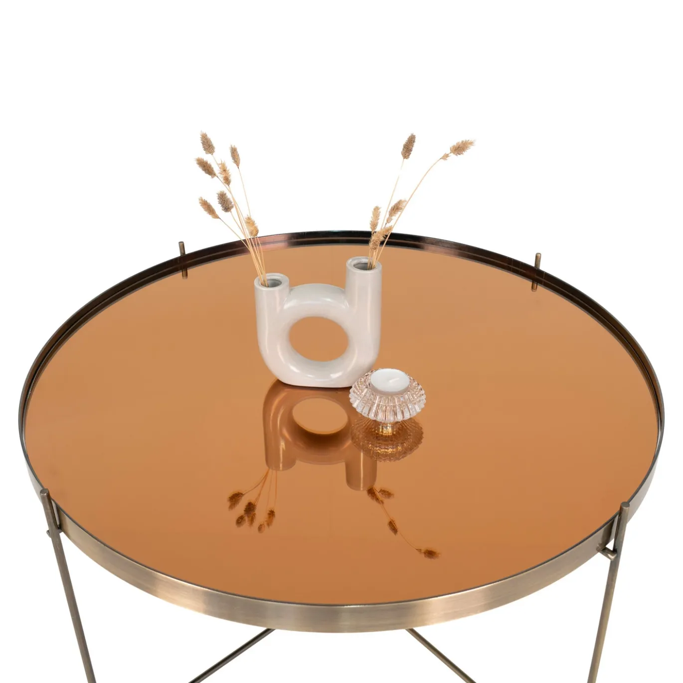 House Nordic Salontafel Venezia Messing Glas/Staal Ø70cm
