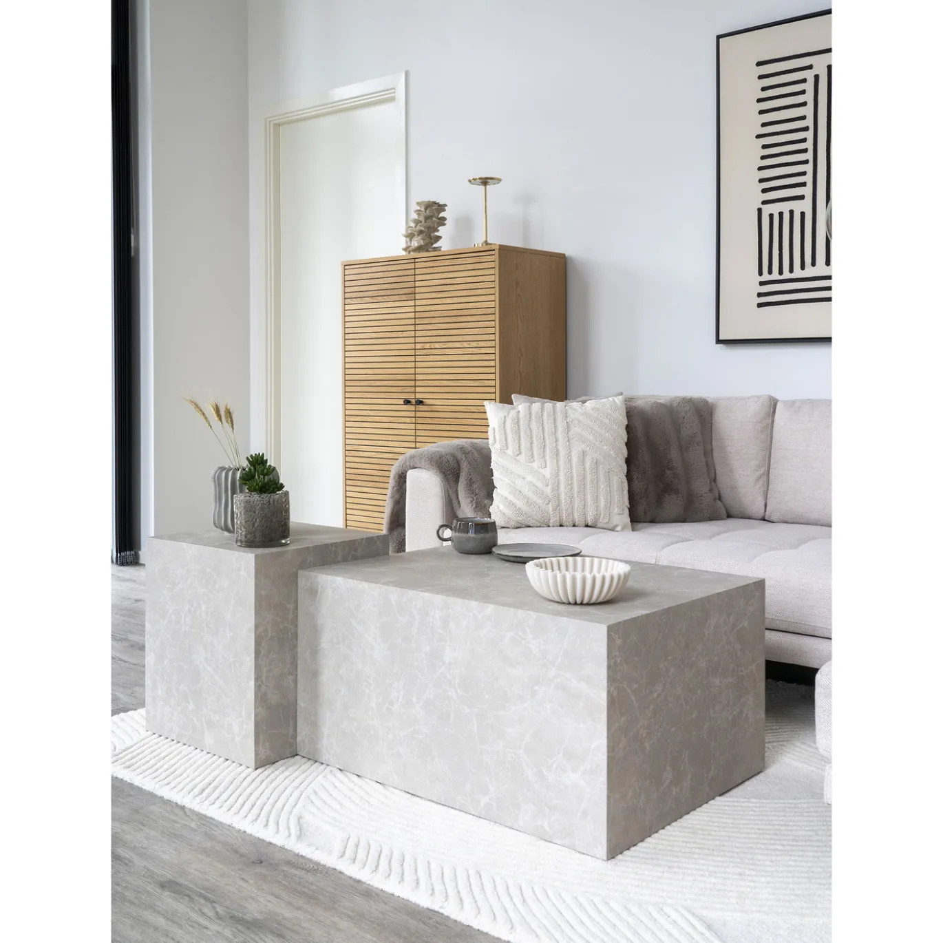 House Nordic Sidetable Prague MDF Marmer 40cm