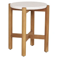 House Nordic Sidetable Terracina Acacia Naturel/Wit Ø37cm