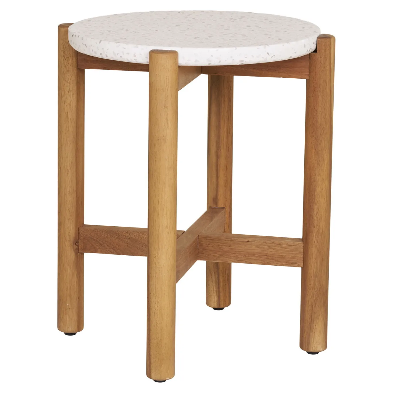 House Nordic Sidetable Terracina Acacia Naturel/Wit Ø37cm