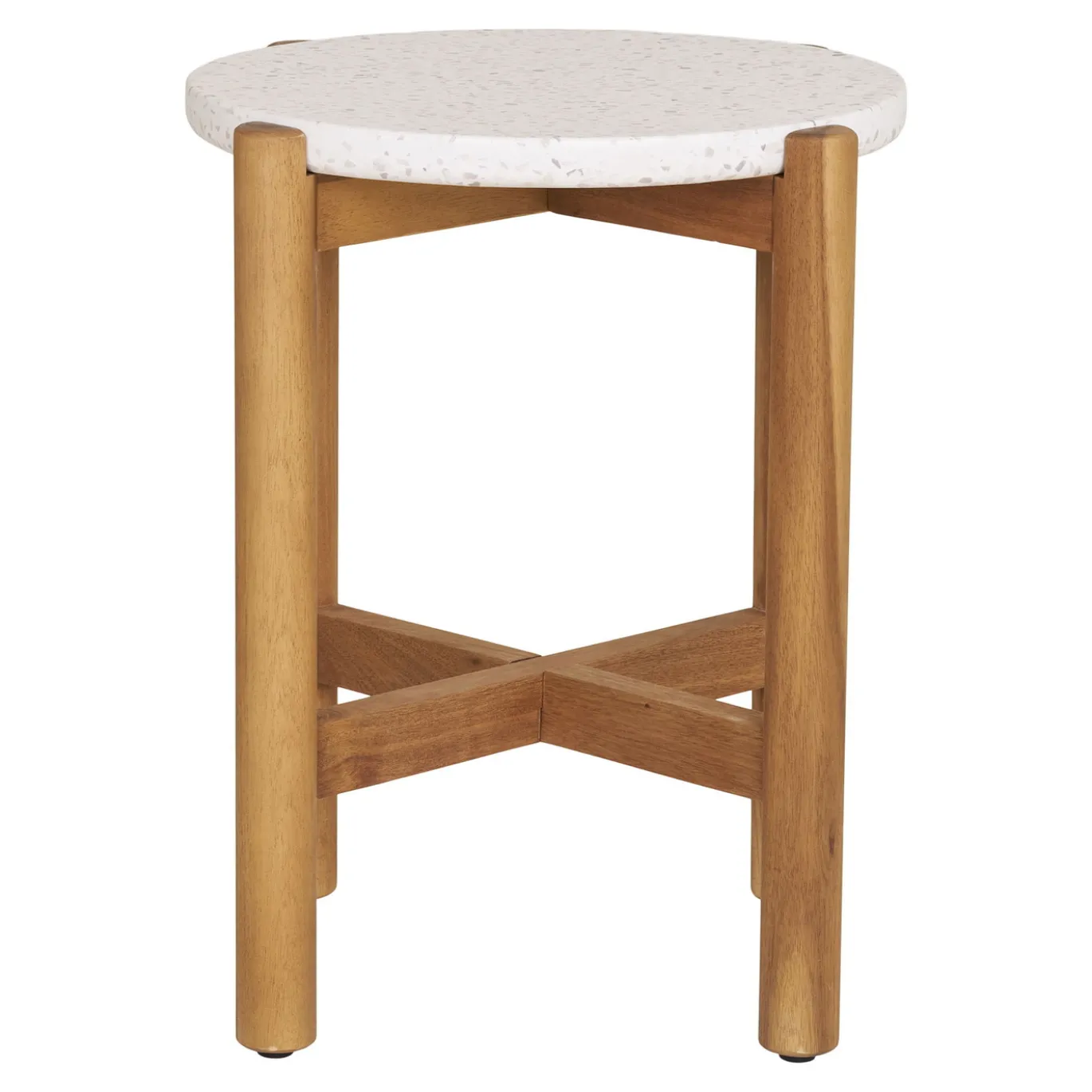 House Nordic Sidetable Terracina Acacia Naturel/Wit Ø37cm