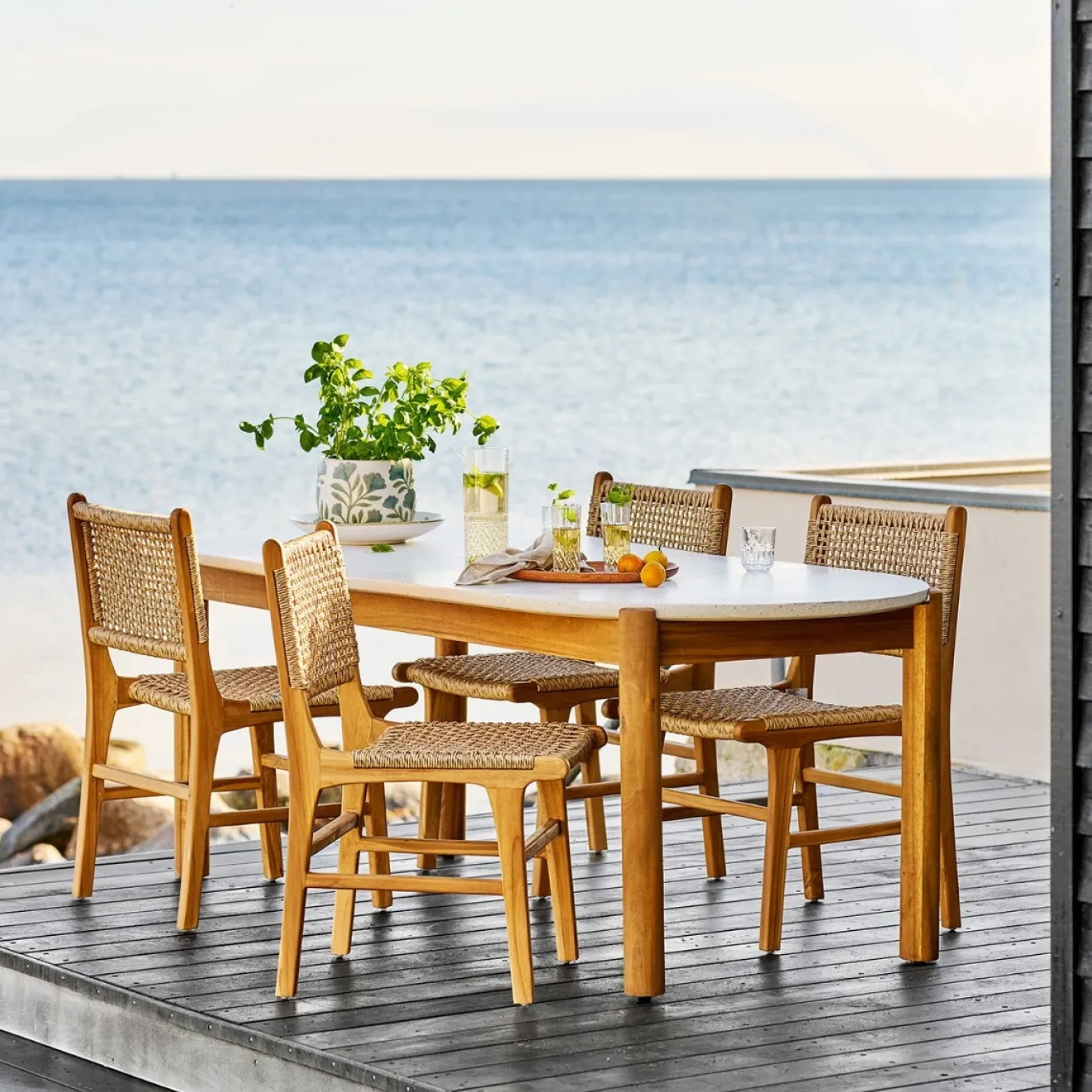 House Nordic Tuintafel Terracina Acacia Wit/Naturel 210cm