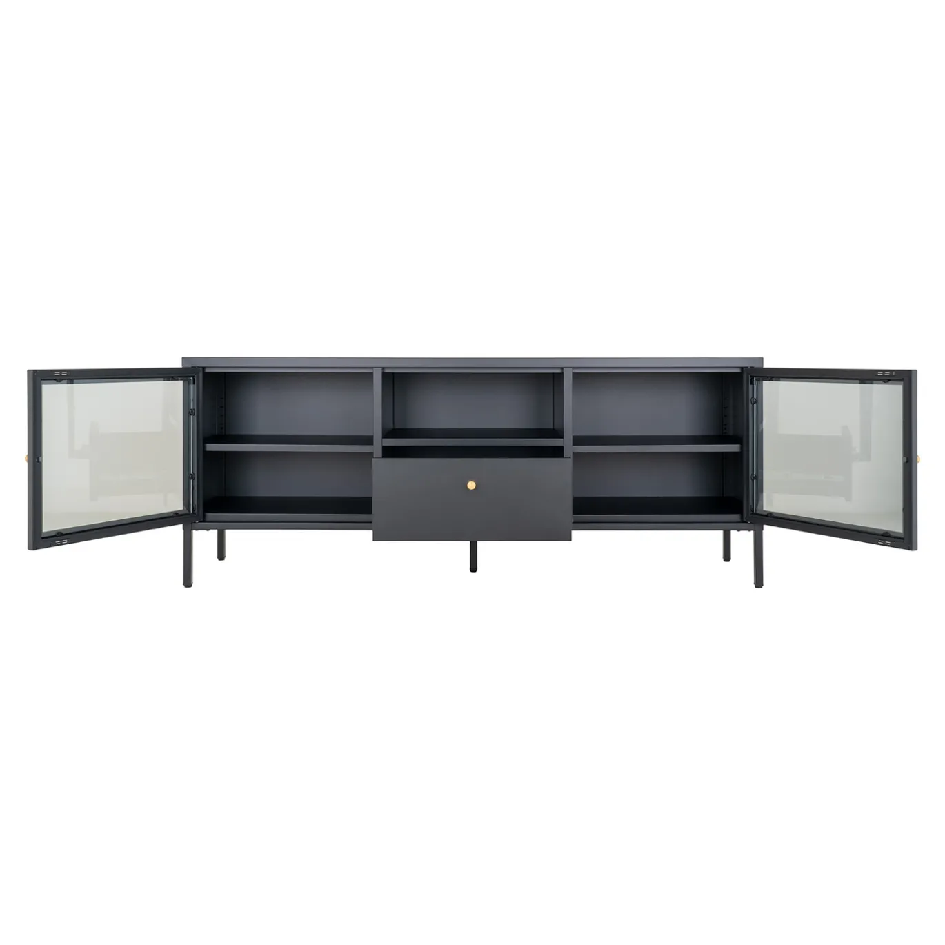 House Nordic Tv-Meubel Dalby Zwart Staal met Glas