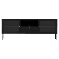 House Nordic Tv-Meubel Dalby Zwart Staal met Glas