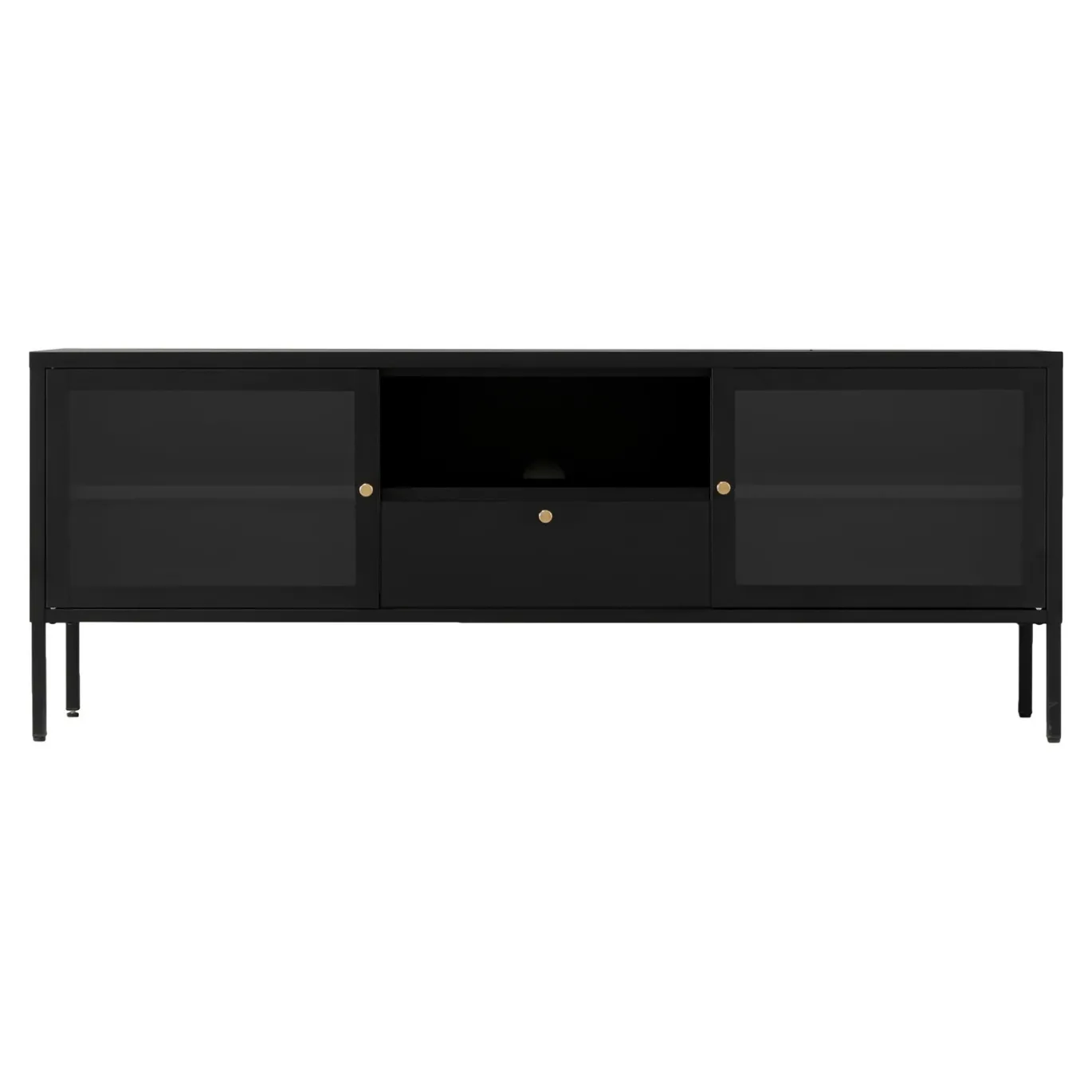 House Nordic Tv-Meubel Dalby Zwart Staal met Glas