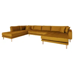 House Nordic U-Bank Lido met Open Einde Rechts Mosterd Geel Velvet