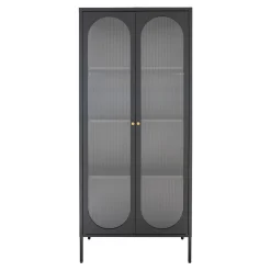House Nordic Vitrinekast Adelaide 80x180cm Staal Zwart