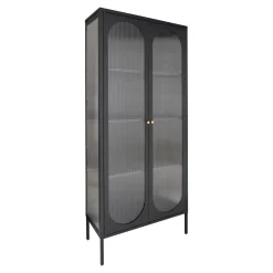 House Nordic Vitrinekast Adelaide 80x180cm Staal Zwart