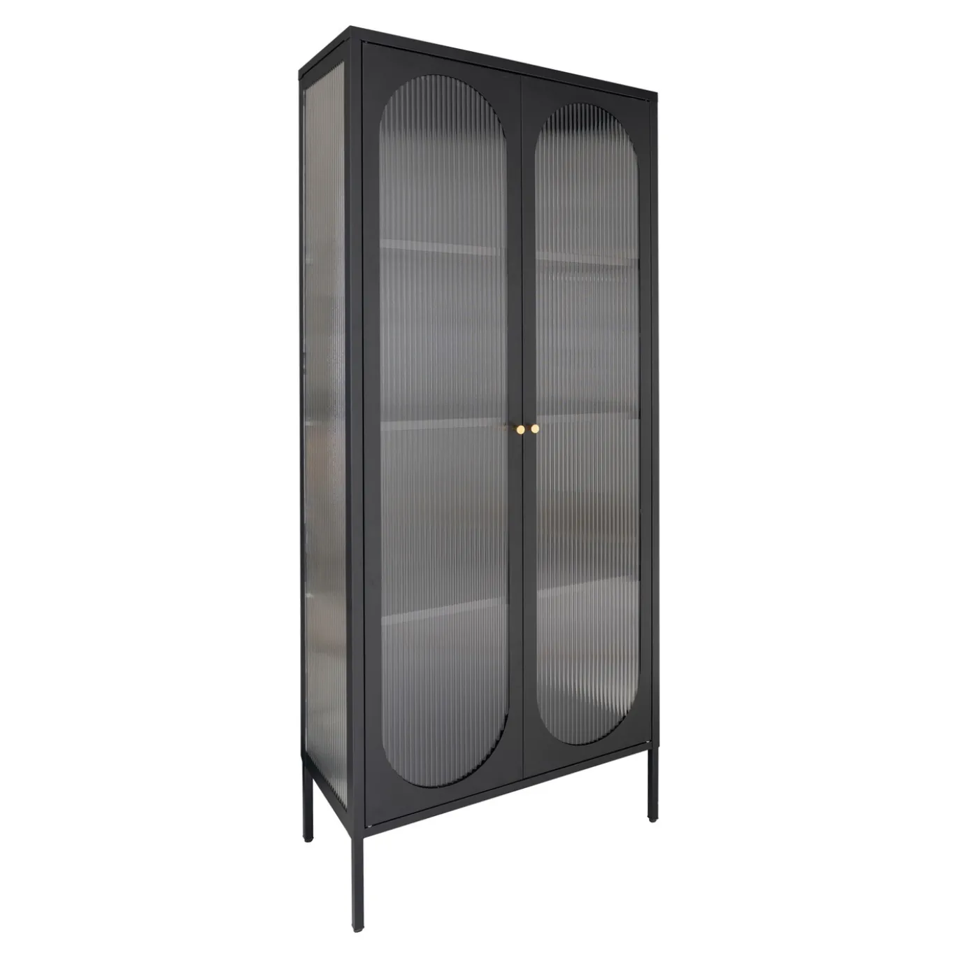 House Nordic Vitrinekast Adelaide 80x180cm Staal Zwart