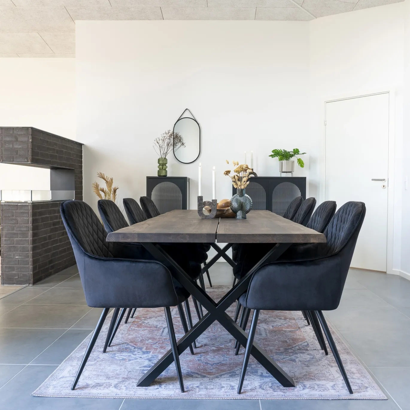 House Nordic Vloerkleed Havana Oranje/Blauw 200x300cm