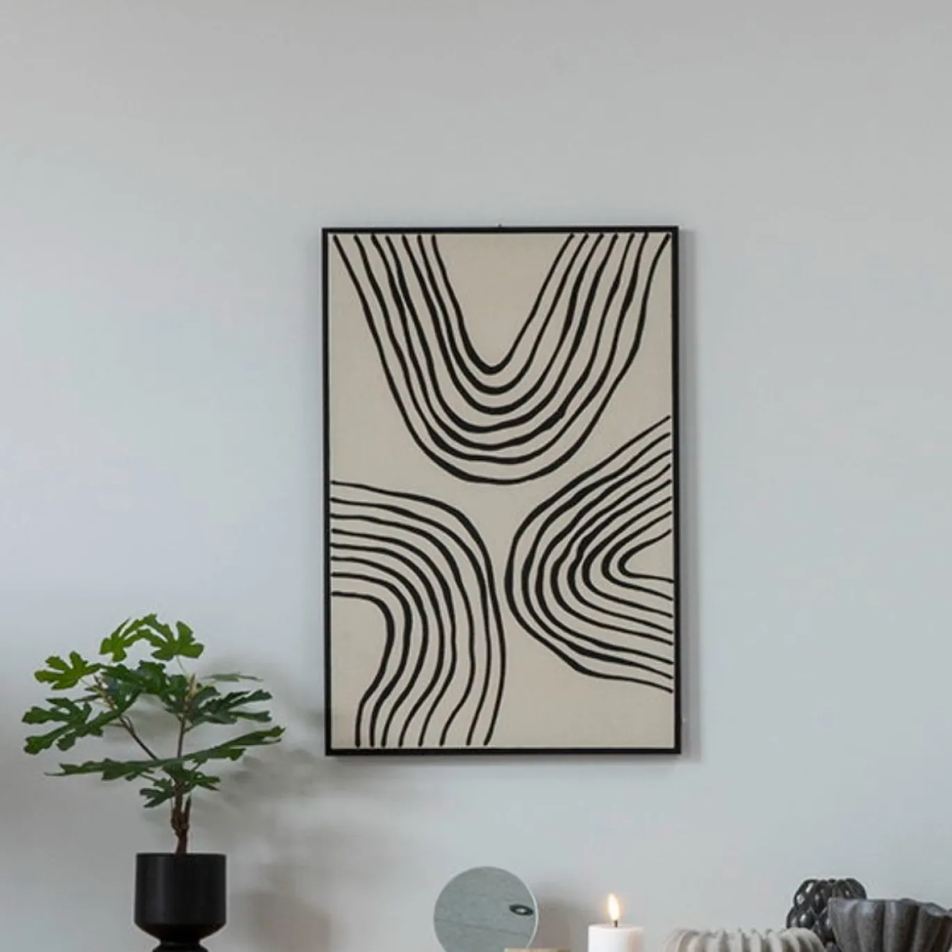 House Nordic Wanddecoratie Canvas Lipari B MDF Zwart/Beige