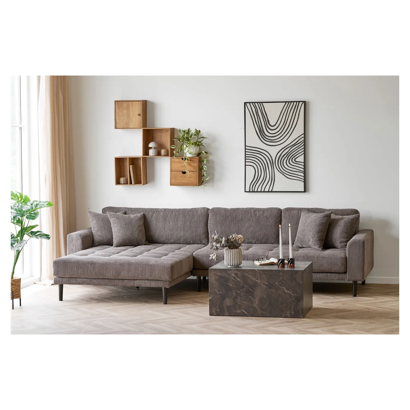 House Nordic Wandkastje Townsville Naturel Met Lades 30x30cm