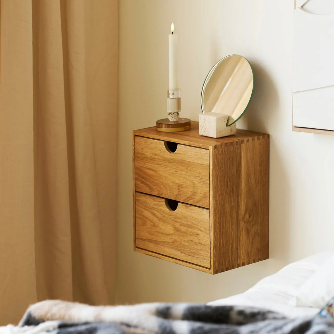 House Nordic Wandkastje Townsville Naturel Met Lades 30x30cm